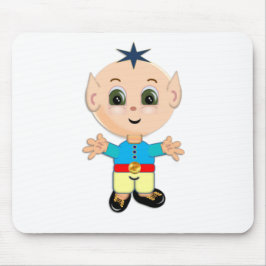 Süßer glücklicher Baby-Elf in blauen und gelben Kl Mousepad