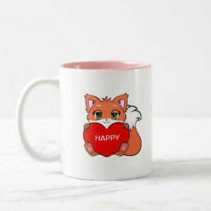 Süßer glücklicher Babyfuchs mit Herz Zweifarbige Tasse