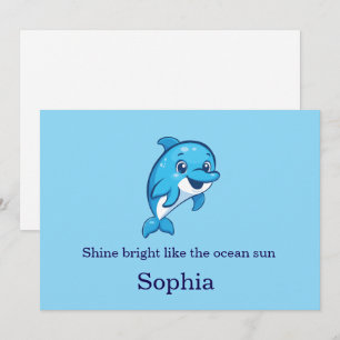 Süßer glücklicher blauer Delfin Cartoon-Meereskrea Einladung