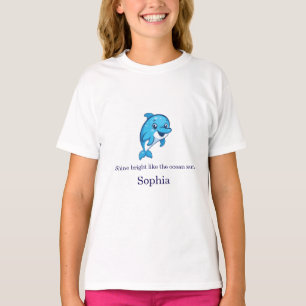 Süßer glücklicher blauer Delfin Cartoon-Meereskrea T-Shirt