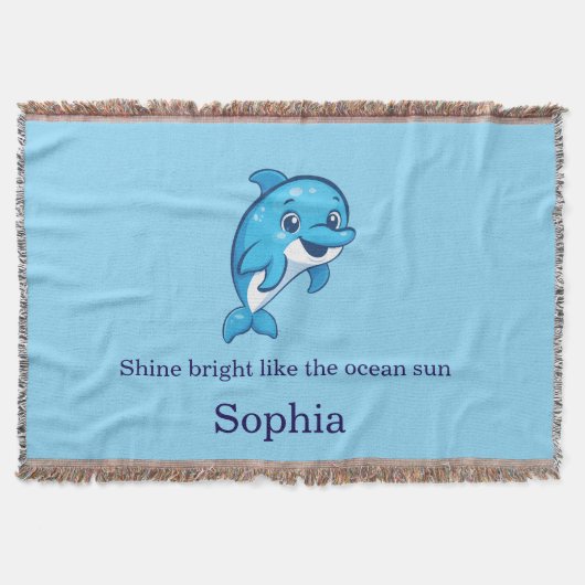 Süßer glücklicher blauer Delfin Cartoon Meerestier Decke (Vorderseite)
