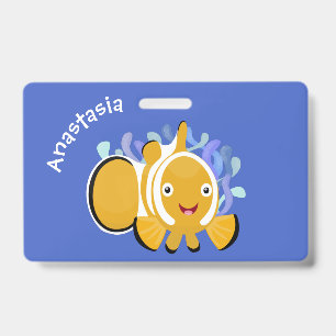 Süßer glücklicher Clownfisch Anemonen Cartoon Ausweis