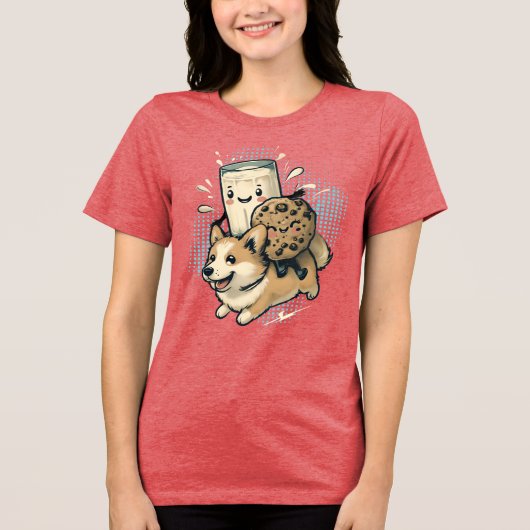 Süßer glücklicher Corgi-Welpe Milch und Kekse Tri-Blend Shirt (Vorderseite)