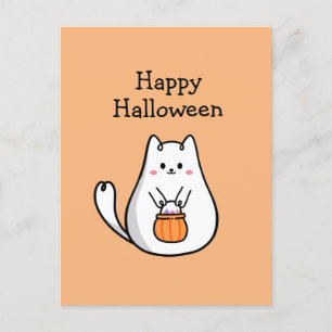 Süßer glücklicher Halloween-Kitty-Katze-Süßigkeite Postkarte
