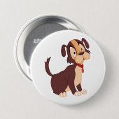 Süßer glücklicher Hund, brauner Welpe sitzend Button (Vorne & Hinten)