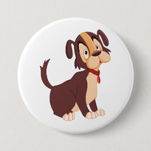 Süßer glücklicher Hund, brauner Welpe sitzend Button