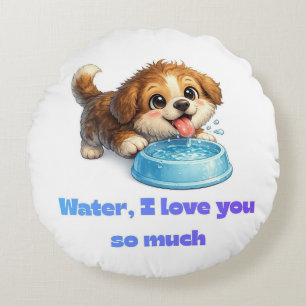 Süßer glücklicher Hund Wasserliebhaber Inspirieren Rundes Kissen
