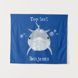 Süßer glücklicher kawaii Delfin Cartoon  Wandteppich