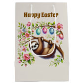 Süßer glücklicher Osterfaultier Mittlere Geschenktüte (Rückseite)