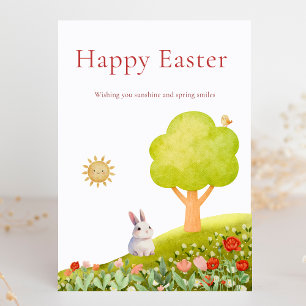 Süßer glücklicher Osterhase Frühlingssonne Feiertagskarte