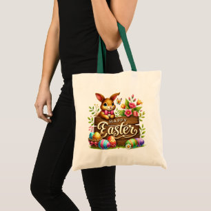 Süßer glücklicher Osterhase  Tragetasche