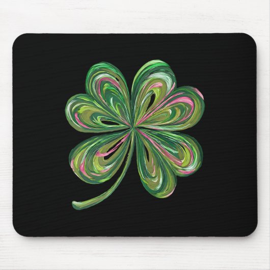 Süßer Glücklicher Retro Shamrock Vierblattklee St. Mousepad (Vorne)