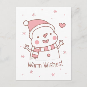 Süßer glücklicher Schneemann-Doodle-Weihnachtsgruß Postkarte