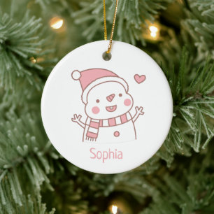 Süßer glücklicher Schneemann, Weihnachten personal Keramik Ornament