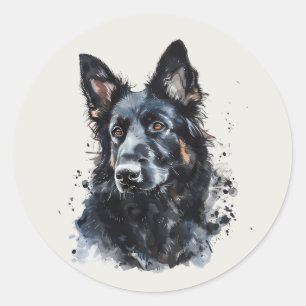 Süßer glücklicher schwarzer Schäferhund-Haustier Runder Aufkleber