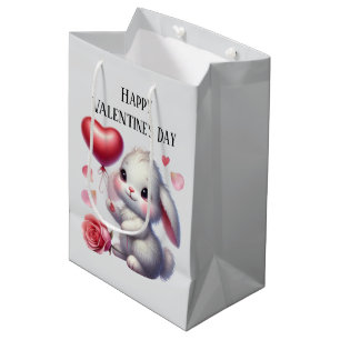 Süßer glücklicher Valentinstag-Hase Mittlere Geschenktüte
