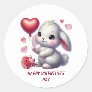 Süßer glücklicher Valentinstag-Hase Runder Aufkleber