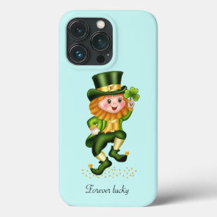 Süßer Glücks-Grün-Gnom auf hell Türkisblau Case-Mate iPhone Hülle