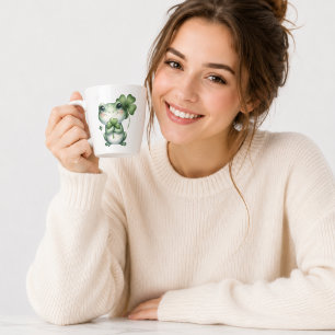 Süßer Glücksfrosch mit Vier-Blatt-Klee-Kaffeetasse Milchtasse