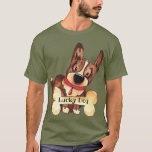 Süßer Glückshund mit Knochen anpassbar T-Shirt