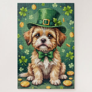 Süßer Glückshund Shih Tzu zum St. Patrick’s Day Puzzle