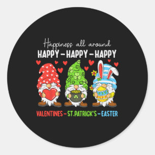 Süßer Gnom Frohe Valentinstag St. Patrick Ostern Runder Aufkleber