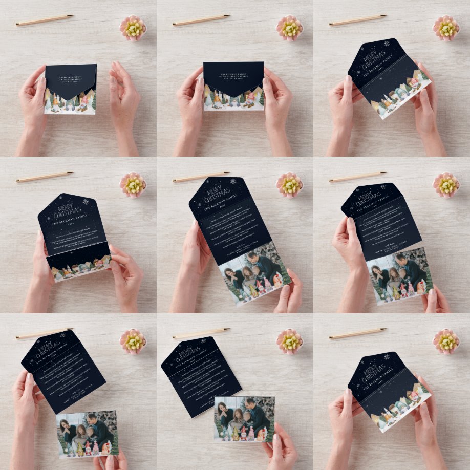 Süßer Gnom Frohe Weihnachten Urlaub Foto Gruß All In One Einladung