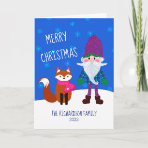 Süßer Gnom Fuchs Schneeflocken Frohe Weihnachten