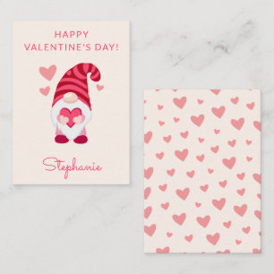 Süßer Gnom hält Herz Classroom Valentinstag Mitteilungskarte