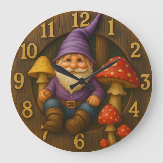 Süßer Gnom im rustikalen Pilzwald Uhr (Vorderseite)