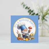 Süßer Gnom-Koch Potluck-Party Einladung (Stehend Vorderseite)
