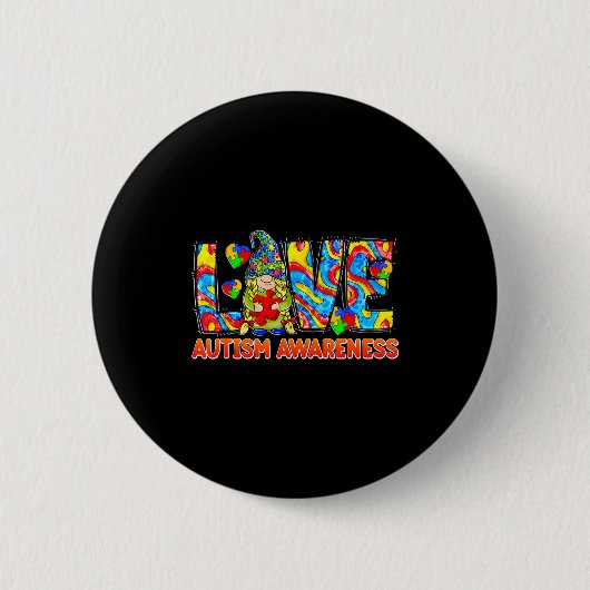 Süßer Gnom Liebespuzzle Autismus-Bewusstseinsmonat Button (Vorderseite)