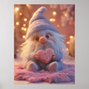Süßer Gnom mit Herz: Valentinstag-Design Poster