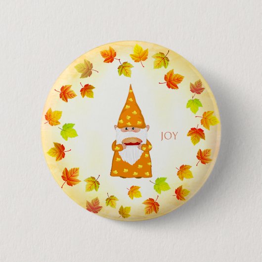 Süßer Gnom und Herbstlaub Button (Vorderseite)