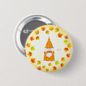 Süßer Gnom und Herbstlaub Button (Vorne & Hinten)