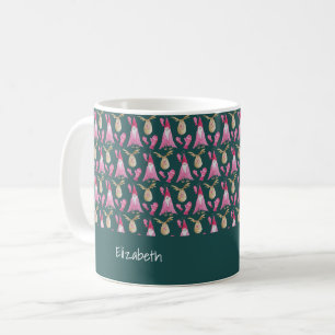 Süßer Gnom und Rentier mit rosa Handschuh Kaffeetasse