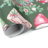 Süßer Gnom Weihnachtsbaum Feiertagsmuster Geschenk Geschenkpapier (Rolleneckpunkt)