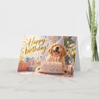 Süßer Golden Retriever Alles Gute zum Geburtstag P Dankeskarte