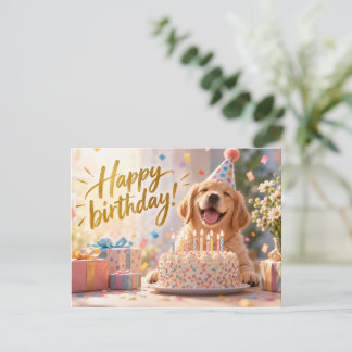 Süßer Golden Retriever Alles Gute zum Geburtstag P Postkarte