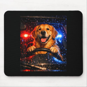 Süßer Golden Retriever fährt Auto Tierwitz Mousepad