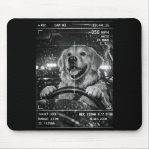 Süßer Golden Retriever fährt Auto Tierwitz Mousepad
