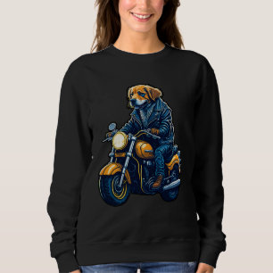 Süßer Golden Retriever fährt Motorrad zu Weihnacht Sweatshirt