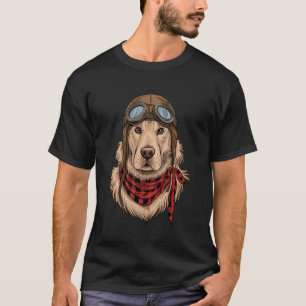 Süßer Golden Retriever Flugzeug Hund Aviator Pilot T-Shirt