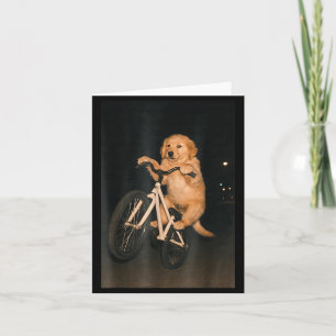 Süßer Golden Retriever Hund auf dem Fahrrad Tier L Karte