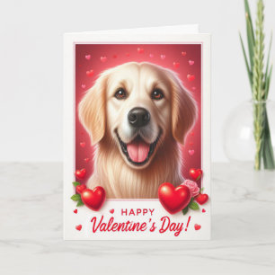 Süßer Golden Retriever Hund Frohen Valentinstag Feiertagskarte