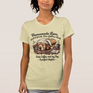 Süßer Golden Retriever-Hund-Laib Bücher & Kaffe T-Shirt