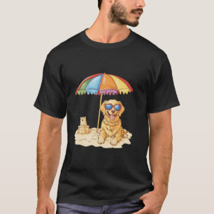 Süßer Golden Retriever Hund Sandstrand Sommer Schi T-Shirt