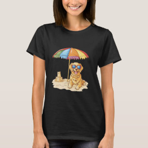 Süßer Golden Retriever Hund Sandstrand Sommer Schi T-Shirt