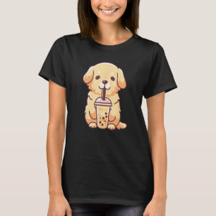 Süßer Golden Retriever Hund trinkt Bubble Milk Tea T-Shirt
