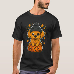 Süßer Golden Retriever in Beanie Kürbis Kuschelhül T-Shirt